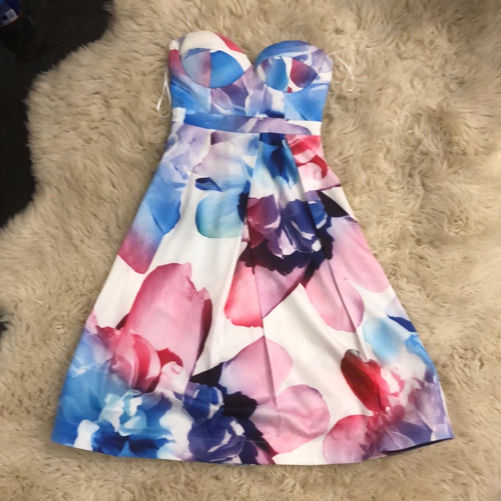 Floral Watercolor Strapless Dress by Hello Molly